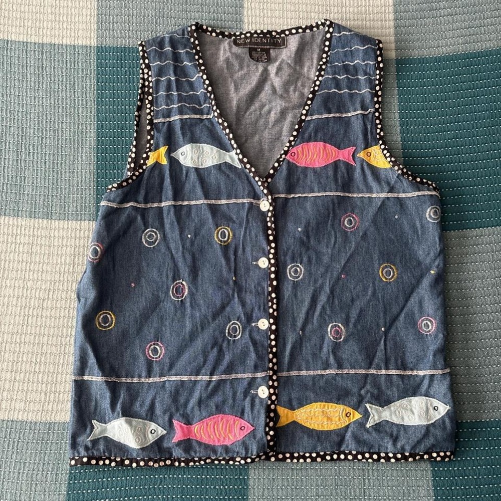 Fish vintage-style denim vest